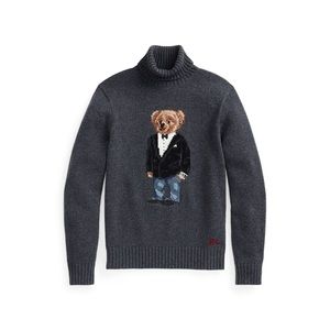 Polo Ralph Lauren Grey Martini Turtleneck Teddy Bear Sweater Mens Size Small